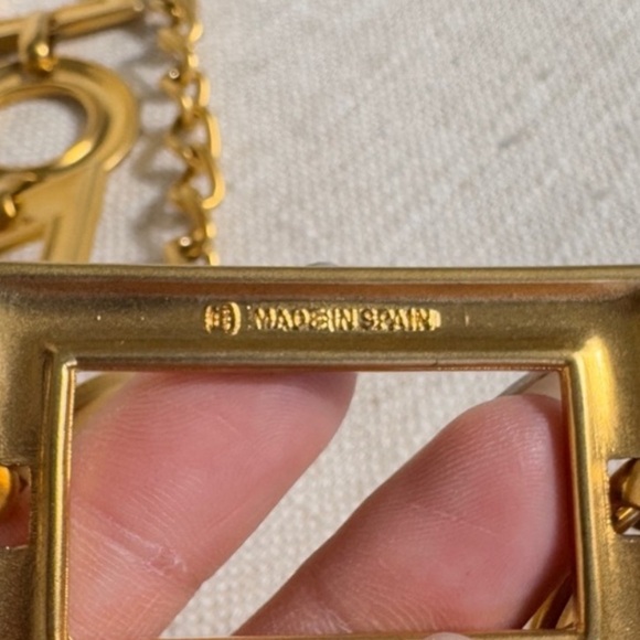 ESCADA Women’s Abstract Shapes Belt Gilded Gold Tone Vintage Square Circle Belt - Picture 8 of 16